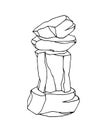 Stone column of boulders, landscape design for aquarium or Park, natural weathering